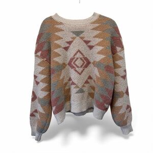 Loveriche Women's Soft Aztec Southwestern Chenille Pullover Sweater Size Medium